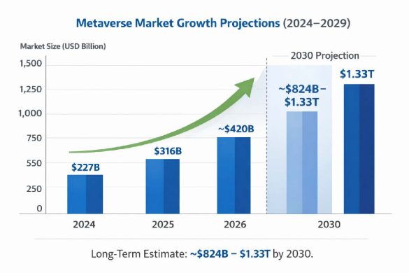 Metaverse market growth projections graph